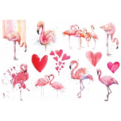 Водорастворимые картинки "Акварельные фламинго"
